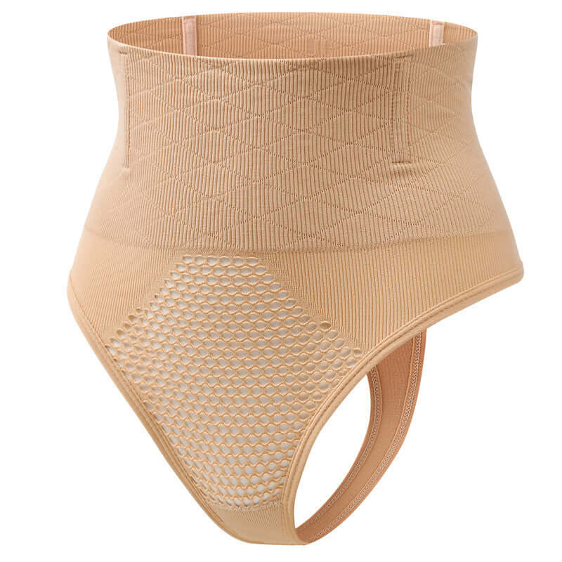 Slim Body Shaper in light brown, featuring thin and breathable nylon fabric for comfort and lumbar support.