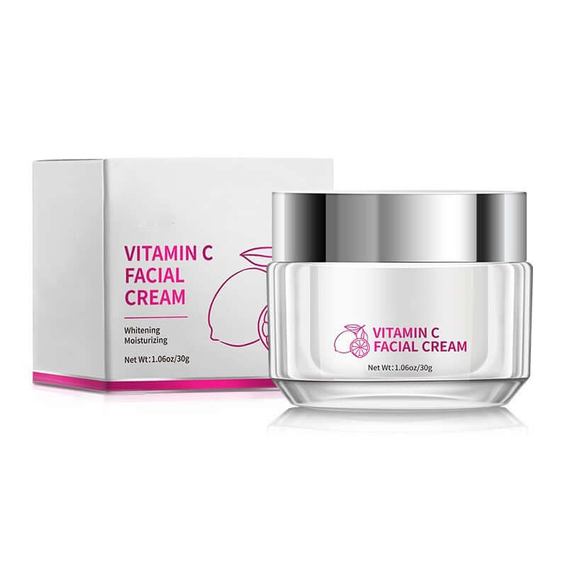 Nourishment Cream 30g jar and box, universal use for all skin types, Vitamin C for enhanced skincare, moisturizing benefits.