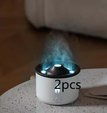 Stylish Volcano Air Humidifier emitting mist, enhancing room decor and air quality, perfect for aromatherapy and relaxation.